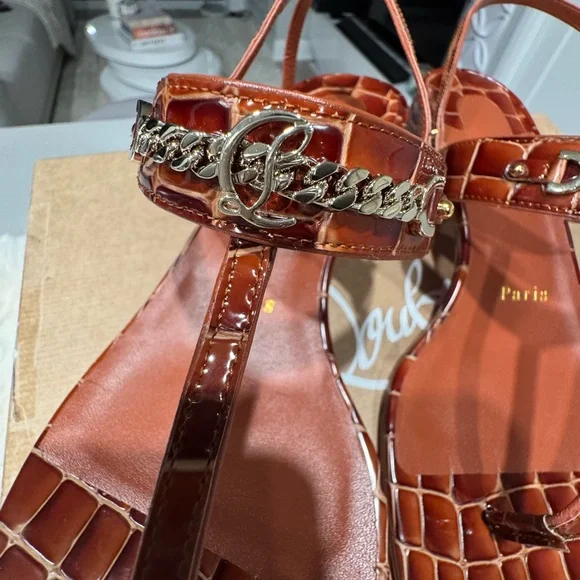 Just Queen 55 Croc-Embossed Sandals - Picture 7 of 15